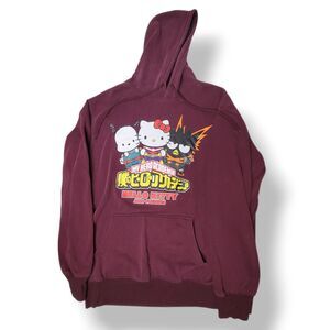 Hello Kitty And Friends My Hero Academia Hoodie Women's L Sanrio Red Pullover